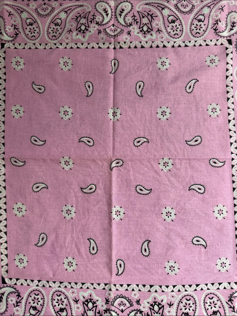 Vintage Light Pink Paisley Bandana | Square Cotton Scarf 21.5